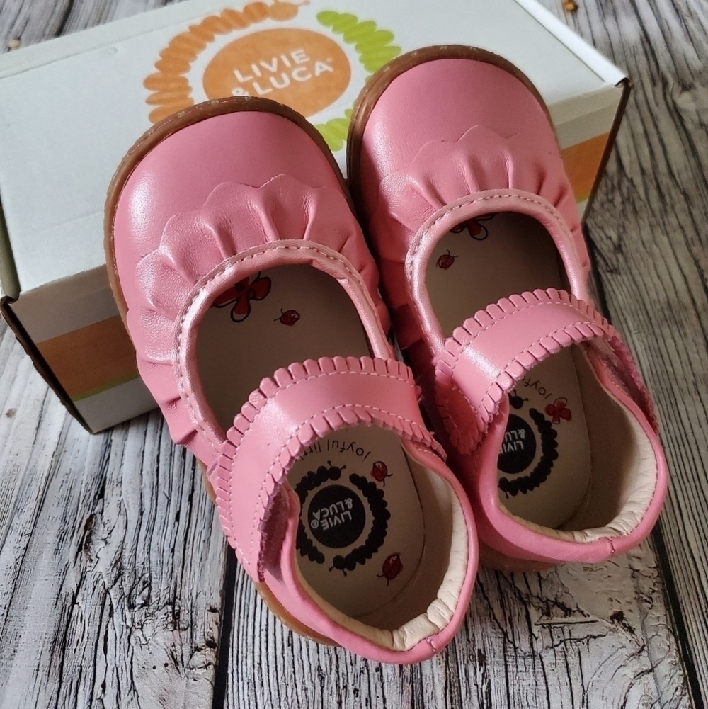 Livie and Luca Girls Ruche Mary Jane Shoes Genuine & Vegan Leather No Box